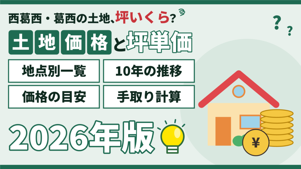 【2026年】西葛西・葛西の土地価格と坪単価|地点別一覧・10年の推移・価格の目安・手取り計算