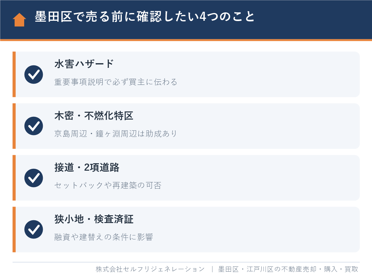 墨田区で家を売る前に確認したい4つのこと（水害ハザード・不燃化特区・2項道路・狭小地）