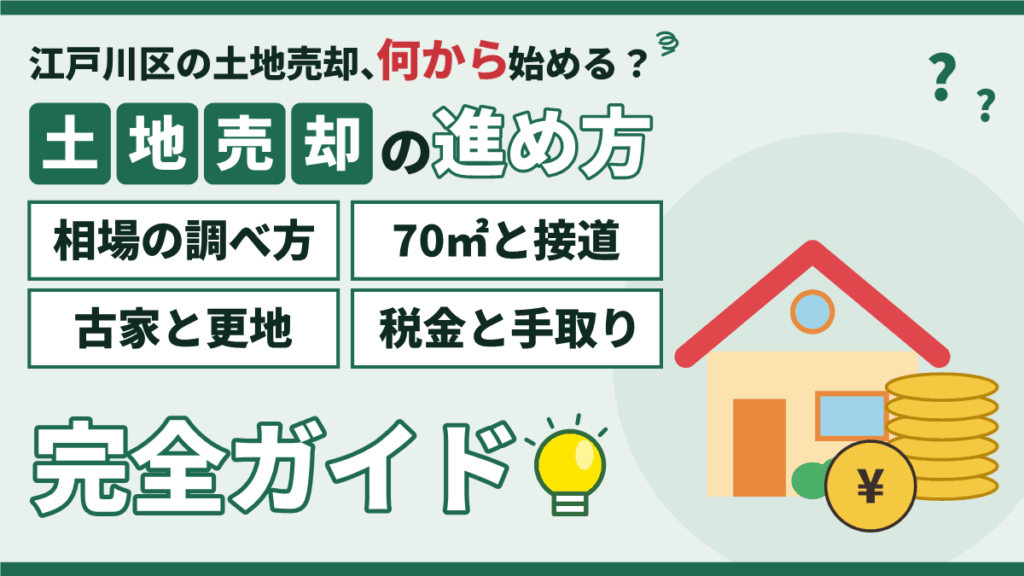【2026年】江戸川区の土地売却ガイド｜相場・流れ・税金と70㎡・古家の注意点のアイキャッチ