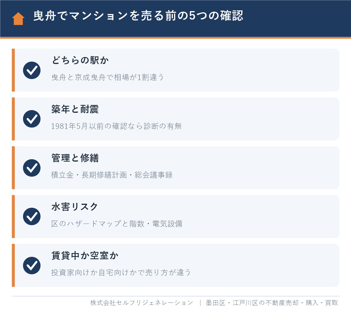 曳舟でマンションを売る前に確認したい5つのこと