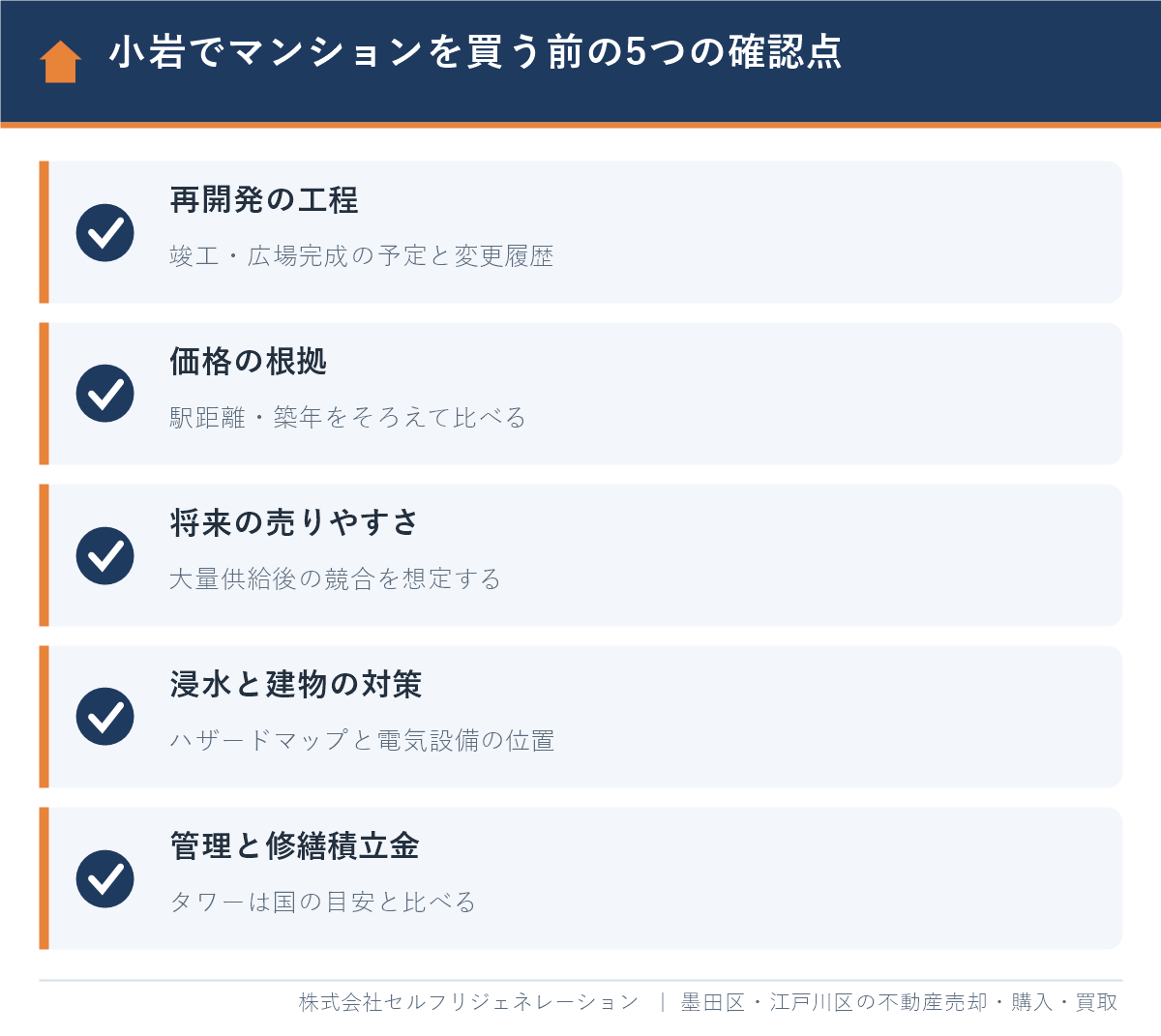 小岩でマンションを購入する前に確認すべき5つの注意点（再開発の工程・価格・売りやすさ・浸水・修繕積立金）